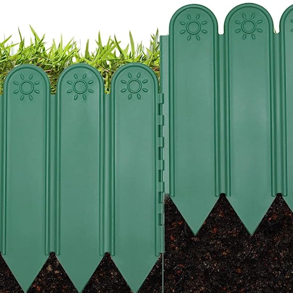 10 Pieces Plastic Garden Landscape Edging Borders Planter Flower Bed Fence Green