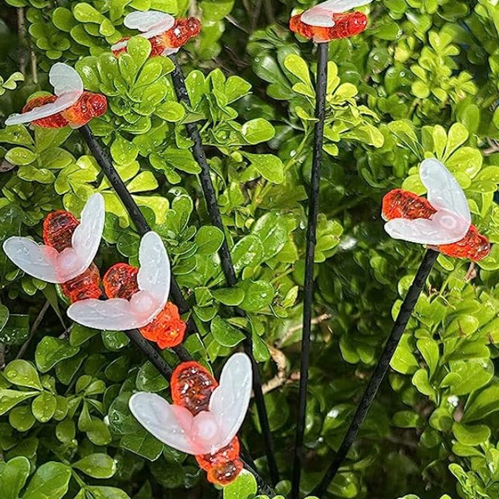 2Pcs 6 LEDs Solar Bee Light Patio Walkway Swaying Firefly Lights Outdoor Garden Decoration Lamp