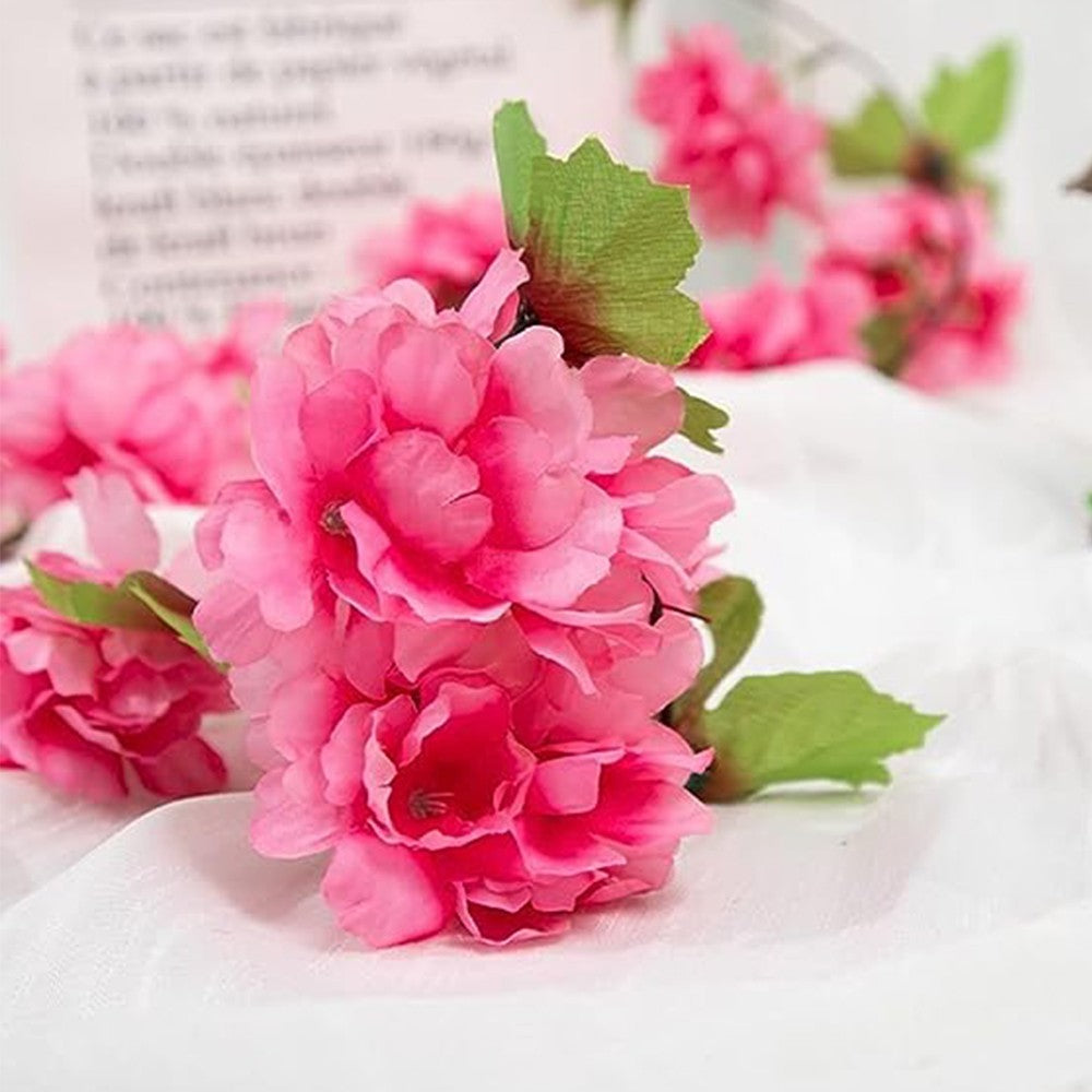 4Pcs 2.3 Meters Rose Red Faux Cherry Blossom Flowers Hanging Flowers Garland