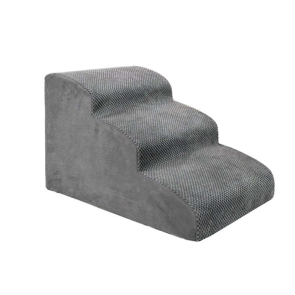 3 Steps Foam Dog Stairs Ramps Non-Slip Pet Steps Sofa Bed Ladder for Older Cats Dogs Grey