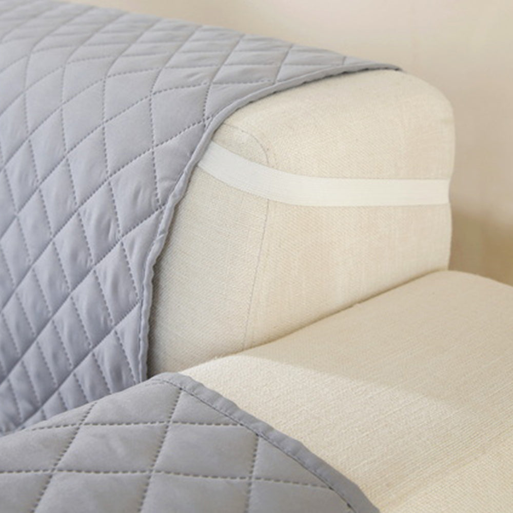 Reversible Water Resistant T-Shaped Sofa Cover Non Slip Couch Slipcover for 1-Seater Grey