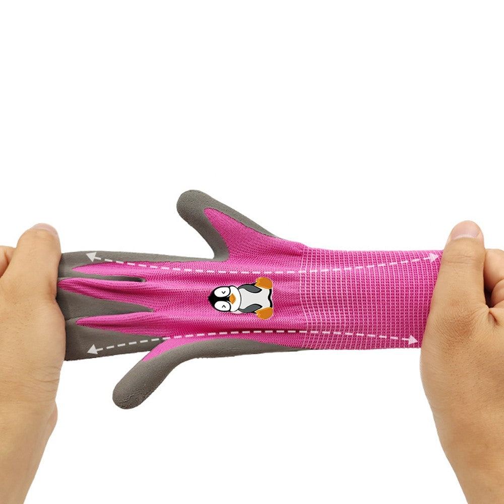 4 Pairs of Kids Gardening Gloves Childrens Yard Work Gloves Latex Coated Garden Gloves M