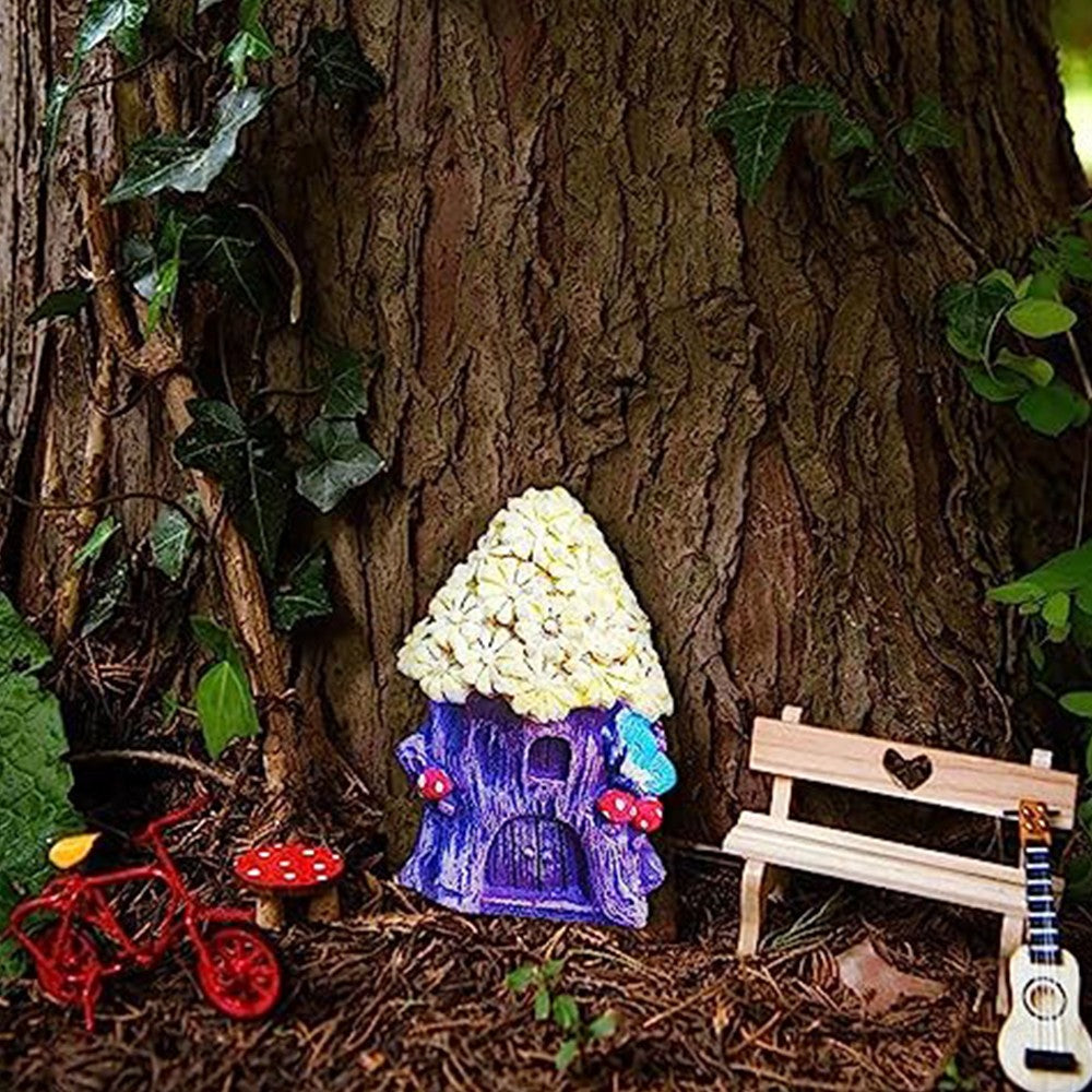 4-Piece Miniature Fairy Door Statue for Tree Wooden Garden Ornaments Set 2