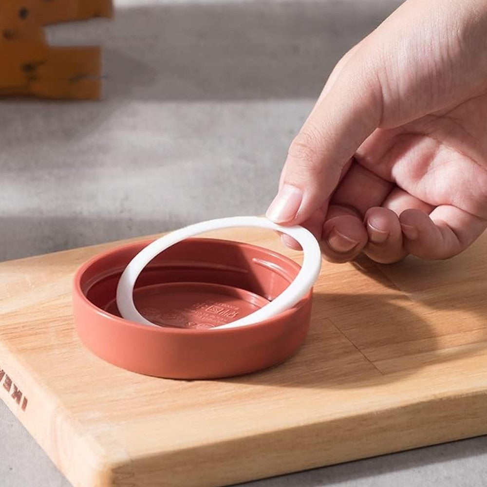 1Pc 450ml Glass Jar Wide Mouth Overnight Oats Container with Dark Red Lid