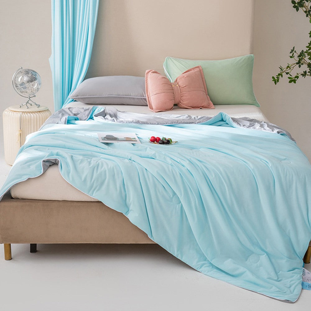 150x200cm Reversible Cooling Blanket for Hot Sleepers Summer Cool Quilt Blue