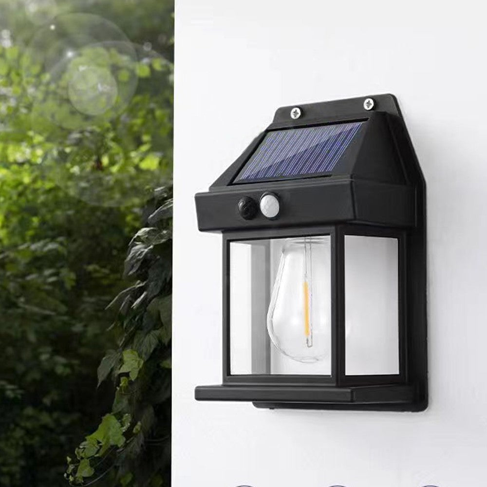1Pc LED Solar Wall Light Motion Sensor Outdoor Light Garden Yard Lamp Black