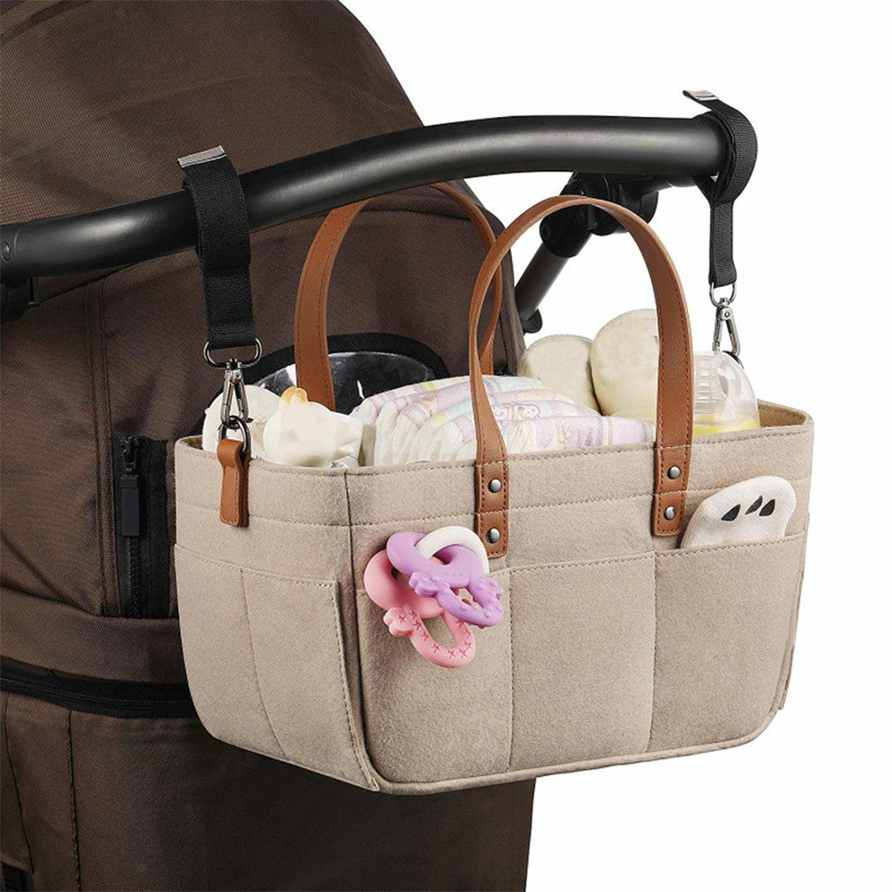 Portable Baby Diaper Bag Felt Nappies Handbag Tote Bag Baby Supplies Storage Bag Beige