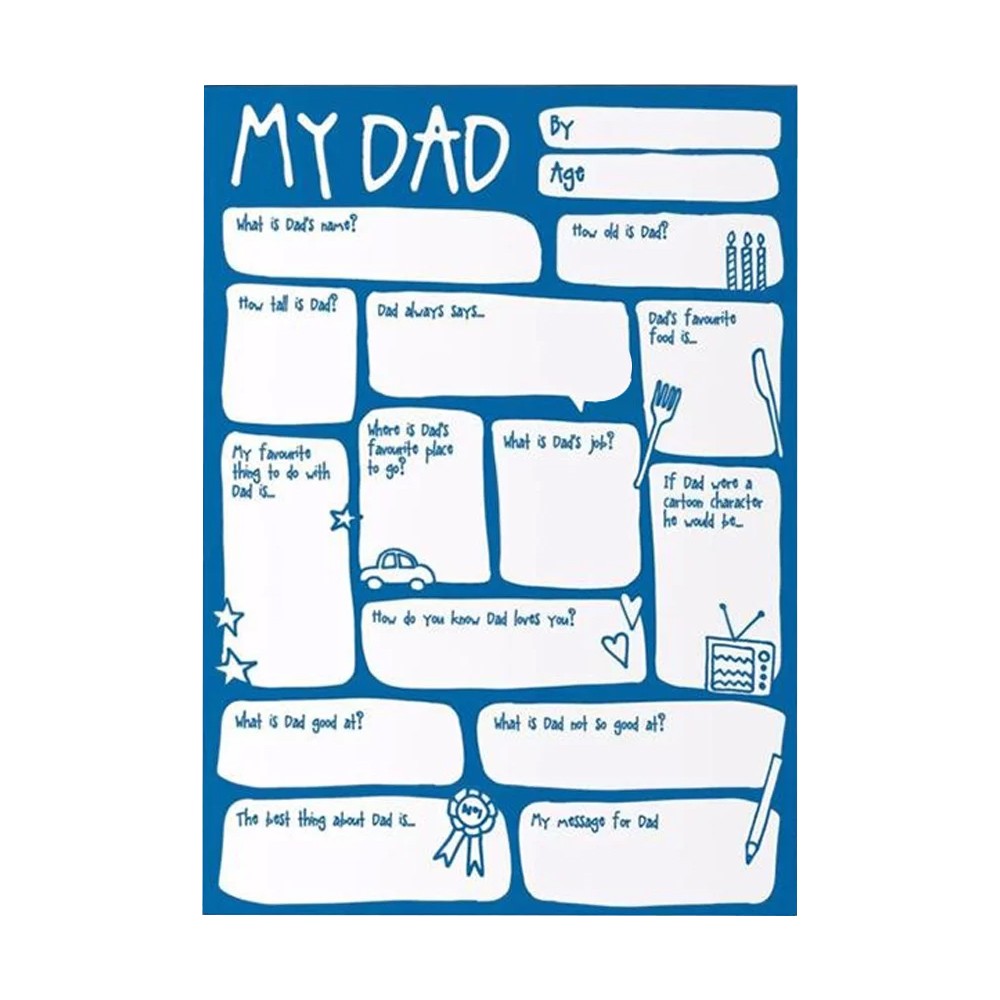 4Pcs DIY Family Questions and Answer Interview Card Greeting Card to Daddy