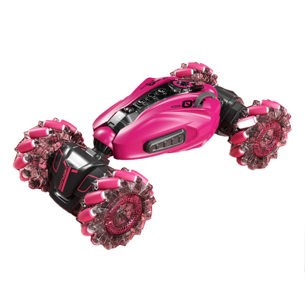 RC Stunt Car Gesture Sensor Racing Car Toy Double Sided Rotating Off Road Toy Car Rose Red