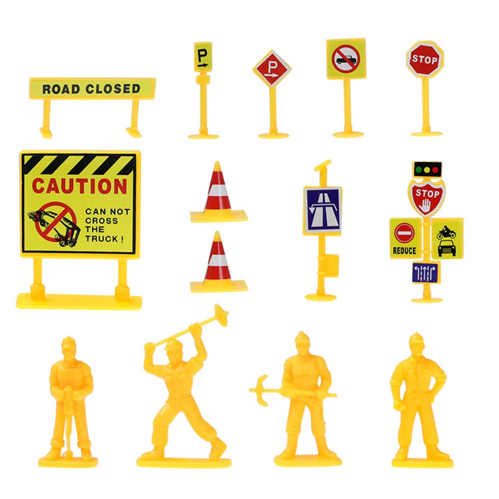 Kids Carrier Truck Toy Set with Playmat and Road Signs - Police Truck Set