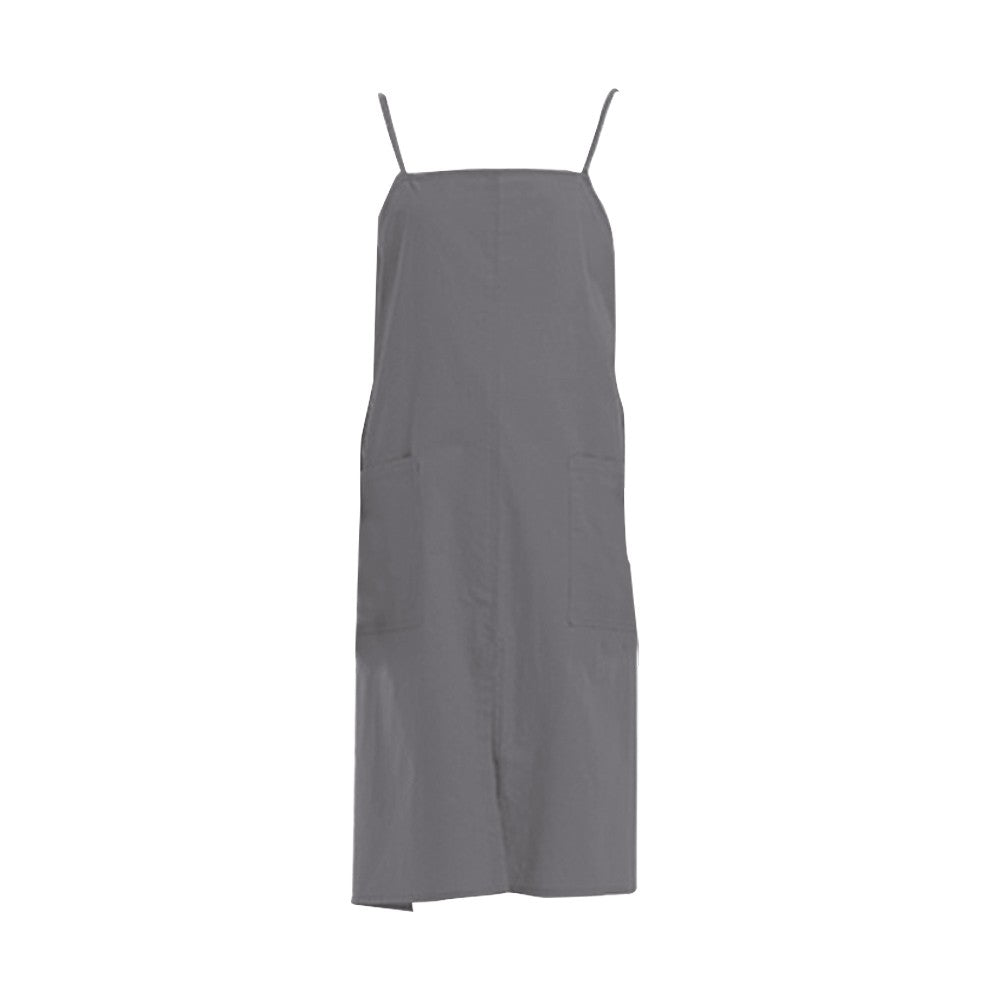 Water-resistant Cotton Apron Oversized Apron Cross Back Apron with Pockets Grey