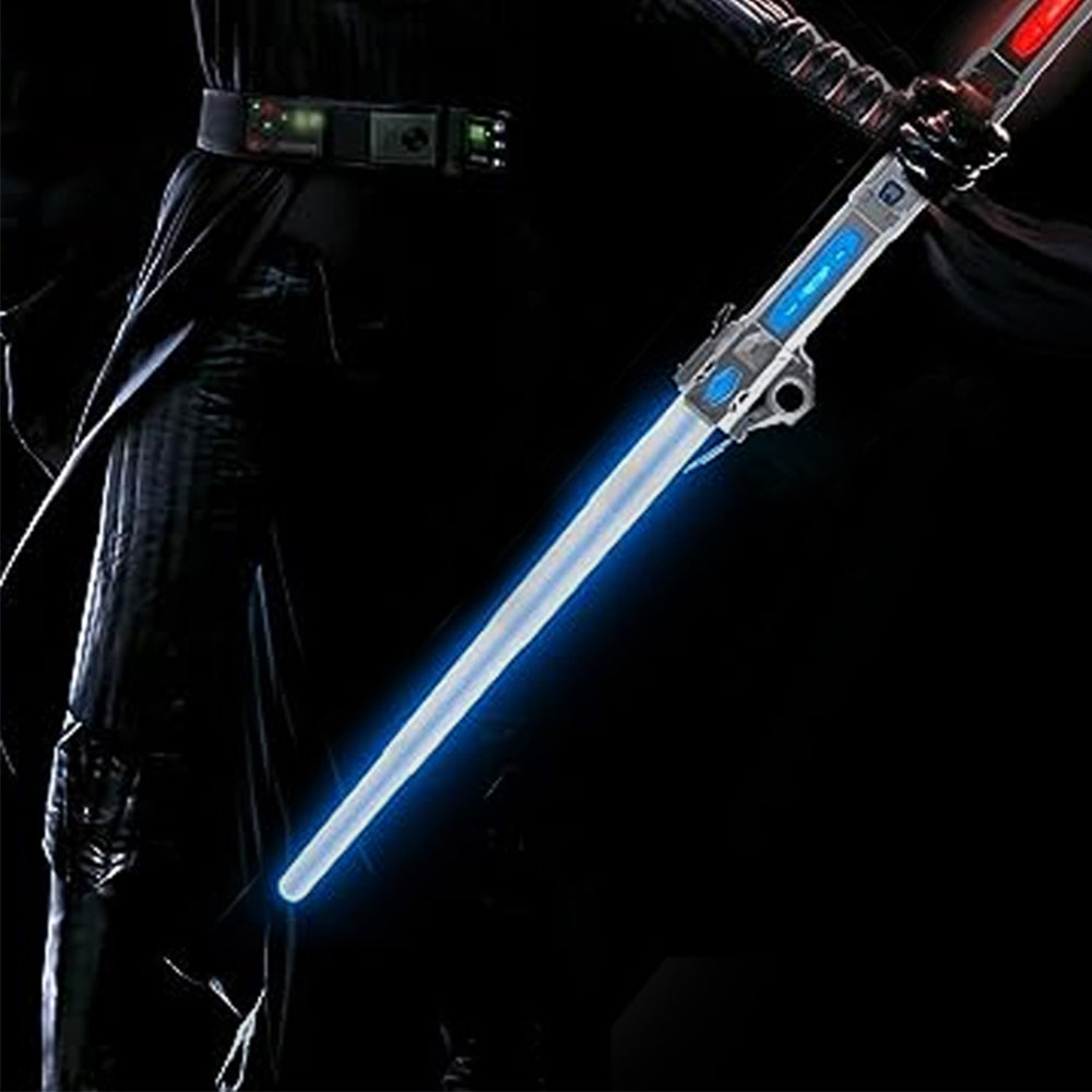 2Pcs Retractable LED Light Up Laser Sword Light Up Saber with FX Sound Silver