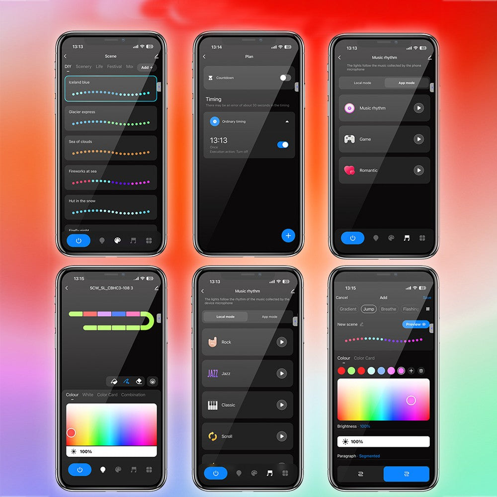 RGB Music Wall Lights Smart LED Light Bar Works with Alexa and Google Assistant - Black