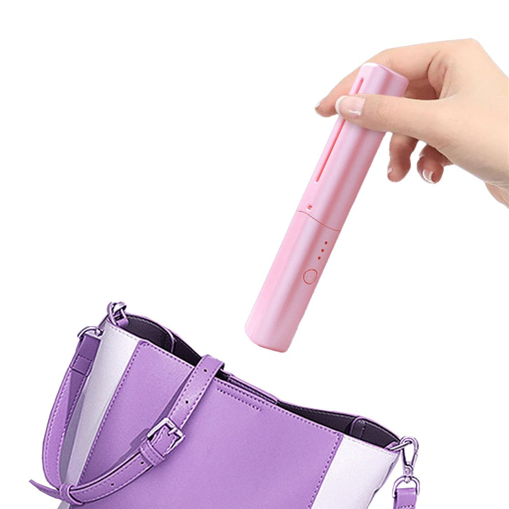 Pink Portable Hair Straightener Comb Rechargeable Mini Hair Straightener