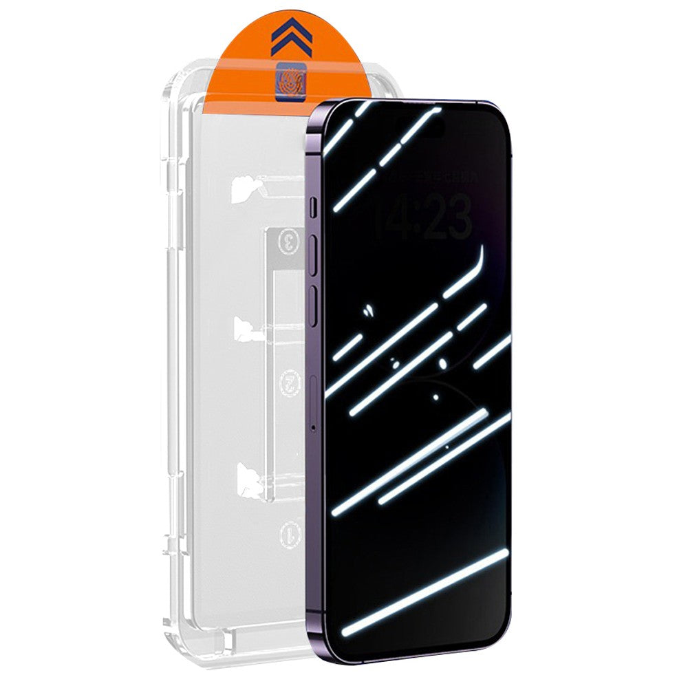 For iPhone 15 Privacy Screen Protector Easy Install Tool Tempered Glass Screen Film