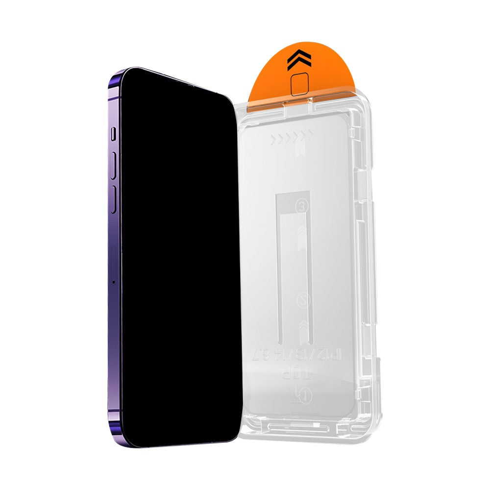 For iPhone 15 Privacy Screen Protector Easy Install Tool Tempered Glass Screen Film