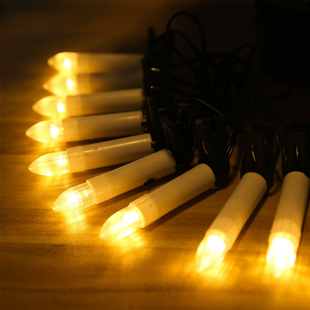 20 LED Flameless Christmas Candle String Light with Clips for Christmas Tree
