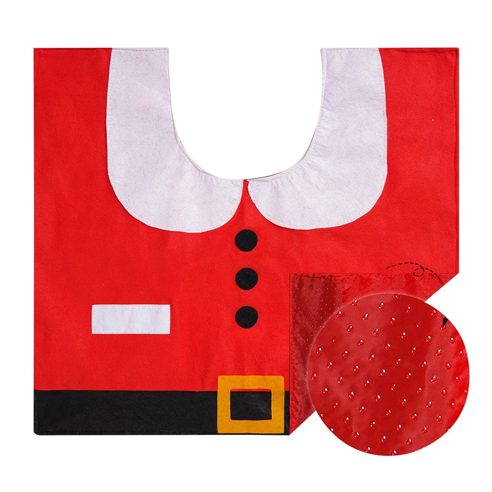 3Pcs Christmas Toilet Seat Cover Set Santa Toilet Seat Lid Cover Xmas Bathroom Decor