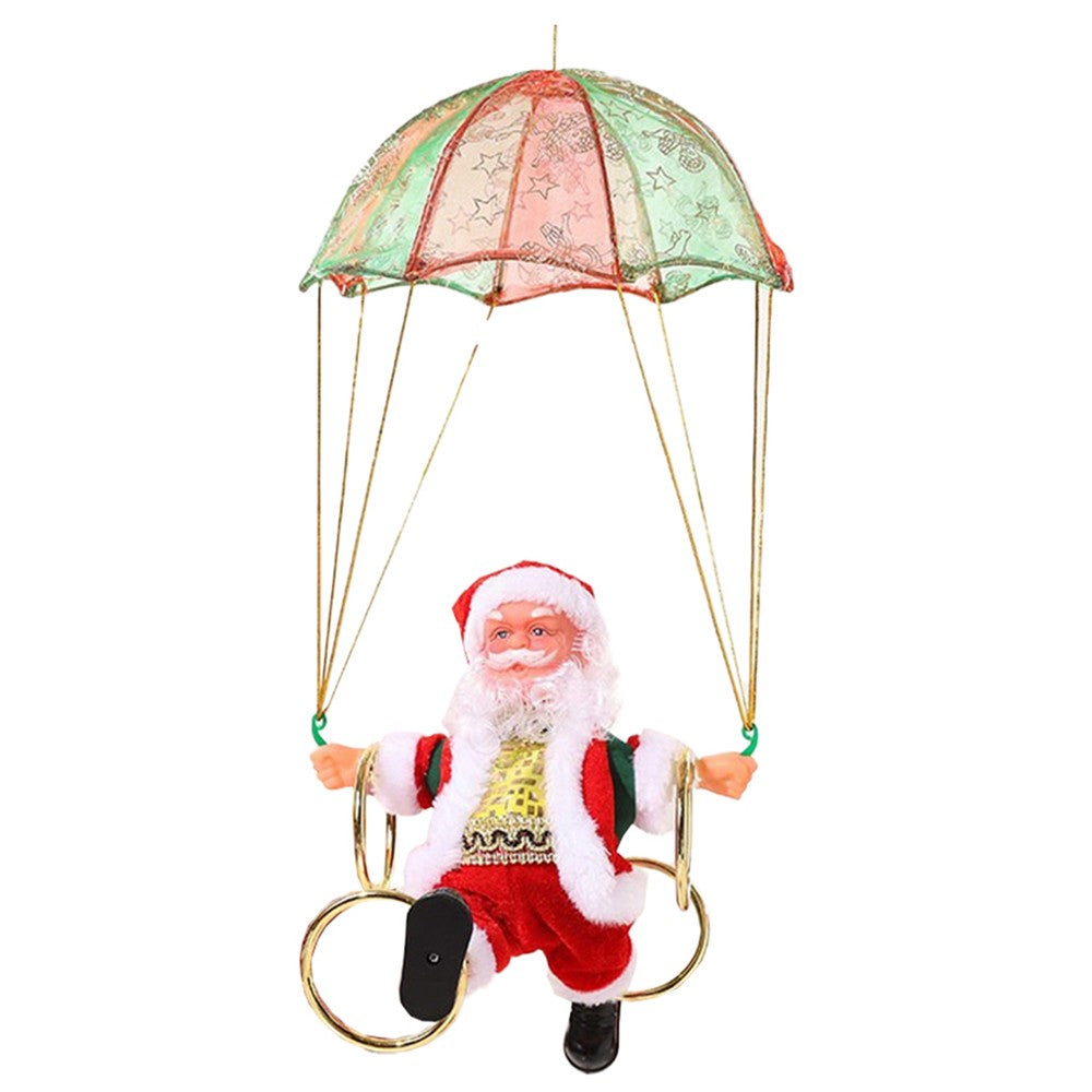 2Pcs Electric Santa Claus with Parachute Christmas Tree Hanging Ornaments