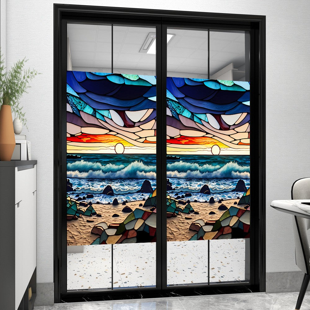 2 Sheets Static Cling Privacy Window Film Frosted Glass Window Sticker Window Covering Film - Style 5