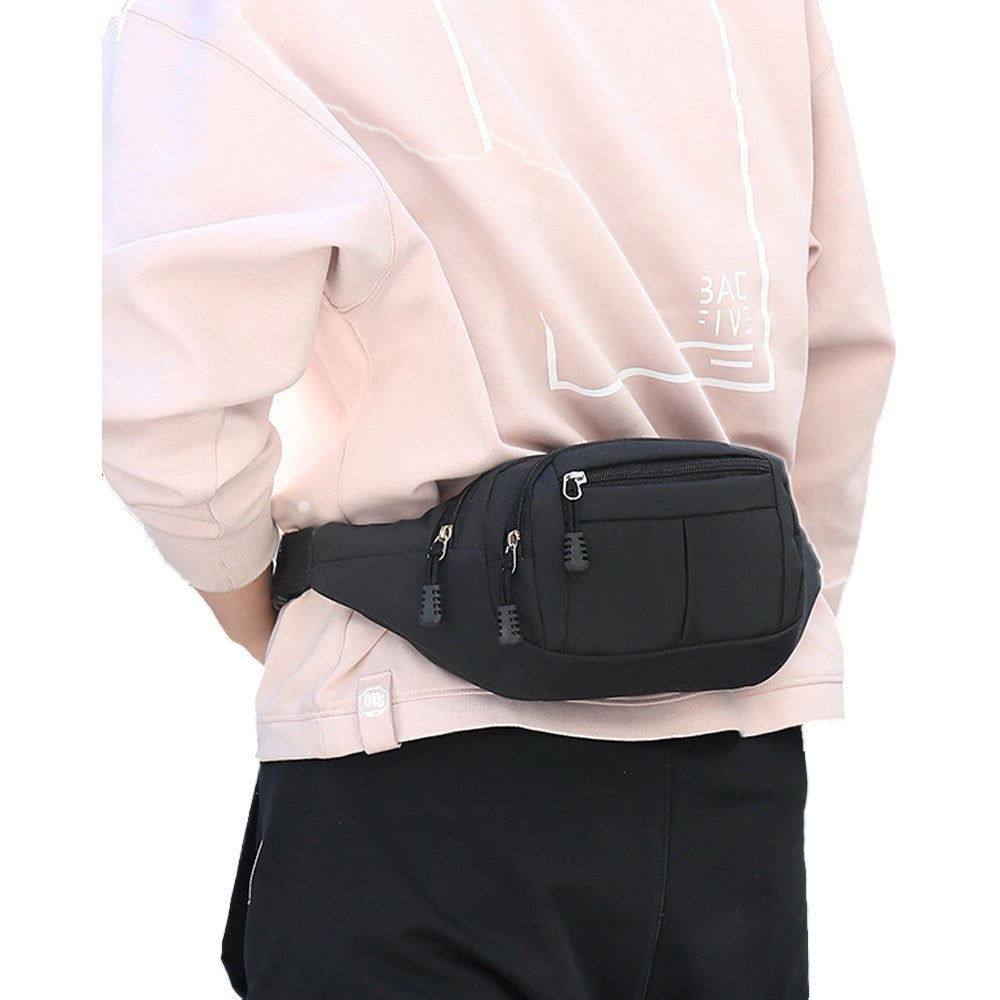 1Pc Unisex Sling Bag Chest Pack Fanny Pack Sports Waist Bag Wallet - Black