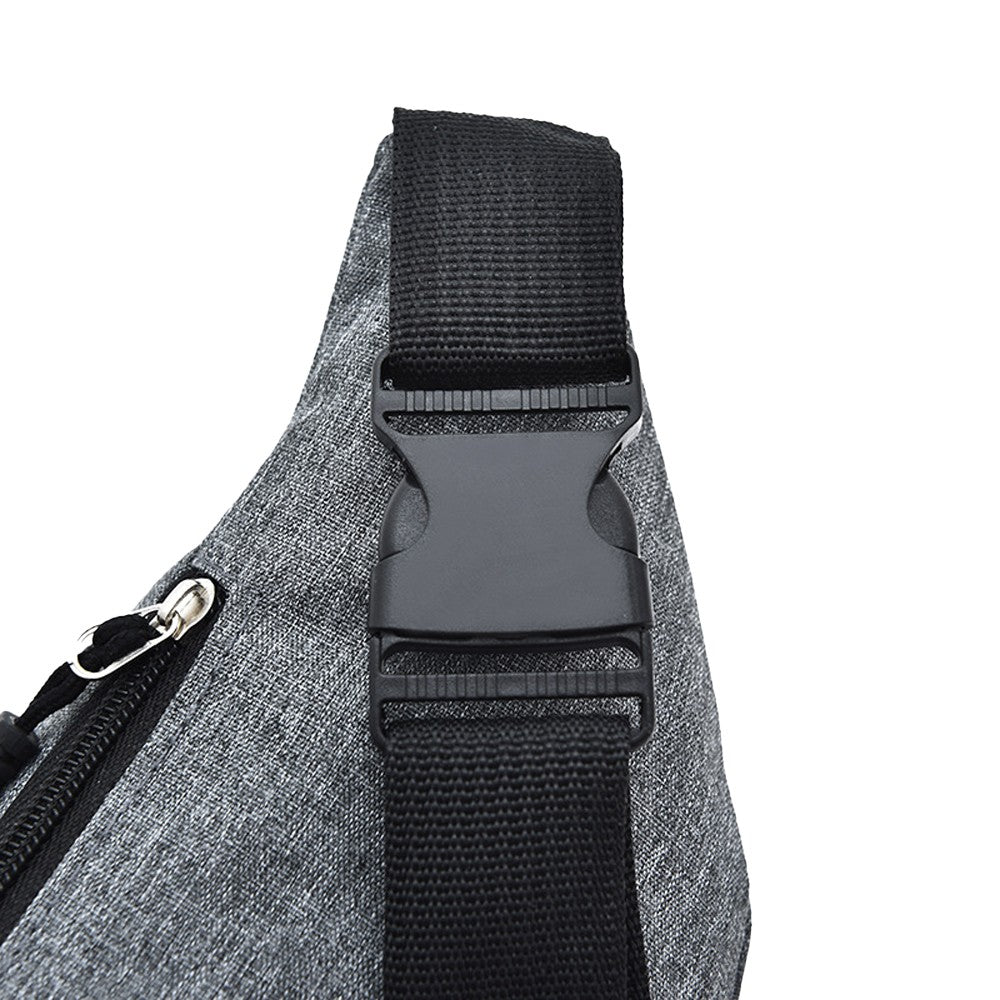 2Pcs Unisex Sling Bag Chest Pack Fanny Pack Sports Waist Bag Wallet - Black+Grey