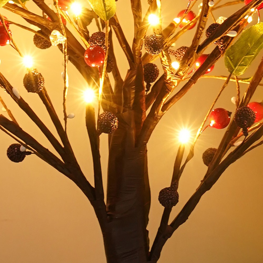 LED Tabletop Tree Light Artificial Branch Tree Lamp Xmas Decorative Light - Red