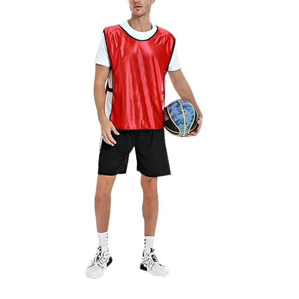 6-Piece Adult Scrimmage Training Vest Team Training Bibs Pinnies for Team Sports Games - Red
