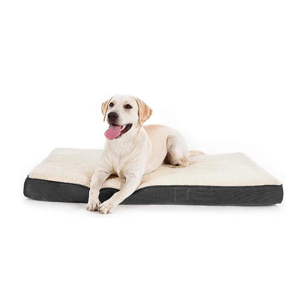 91x69cm Reversible Pet Bed Mat Dog Crate Pad with Removable Cover - White