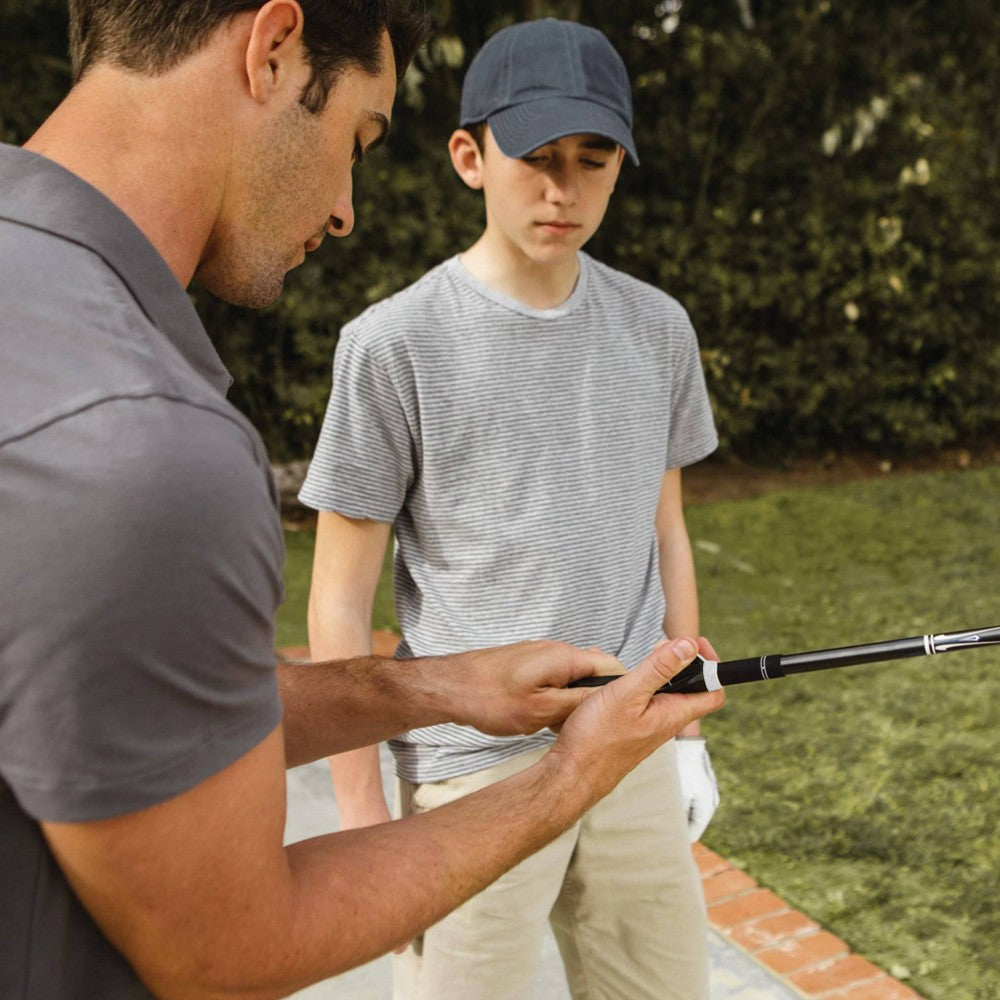 Golf Club Grip Trainer Attachment for Improved Hand Positioning - Grey