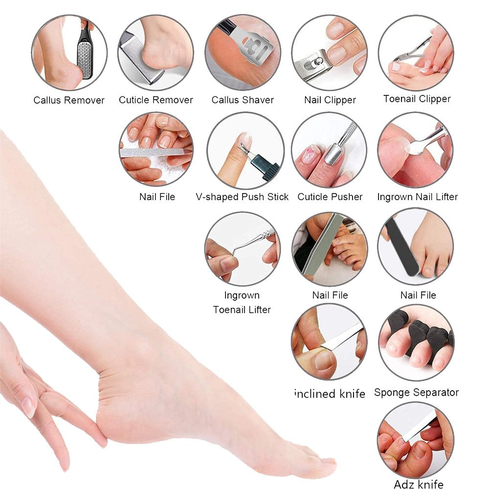 1 Set of 25 Pieces Pedicure Kit Pedicure Tools Foot Rasp Foot Dead Skin Remover