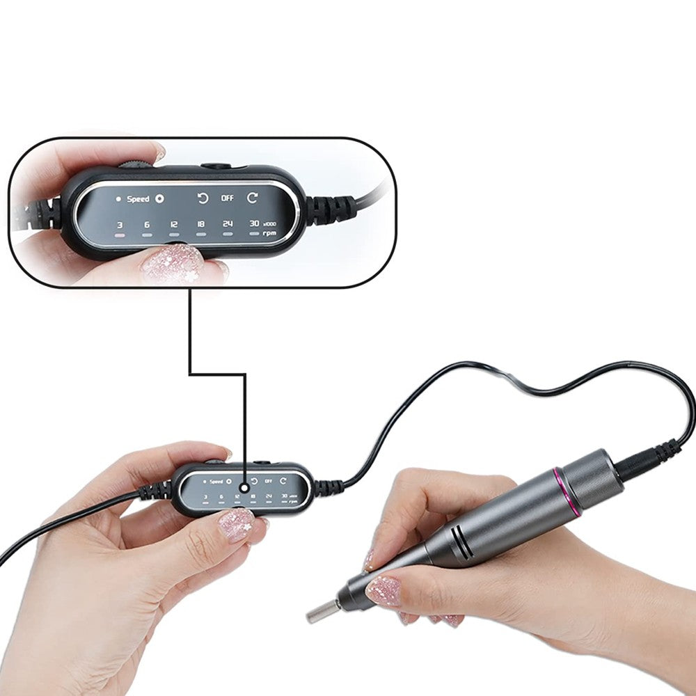 Electric Nail Drill Machine Kit Nail File Nail Trimmer Manicure Tool - Grey