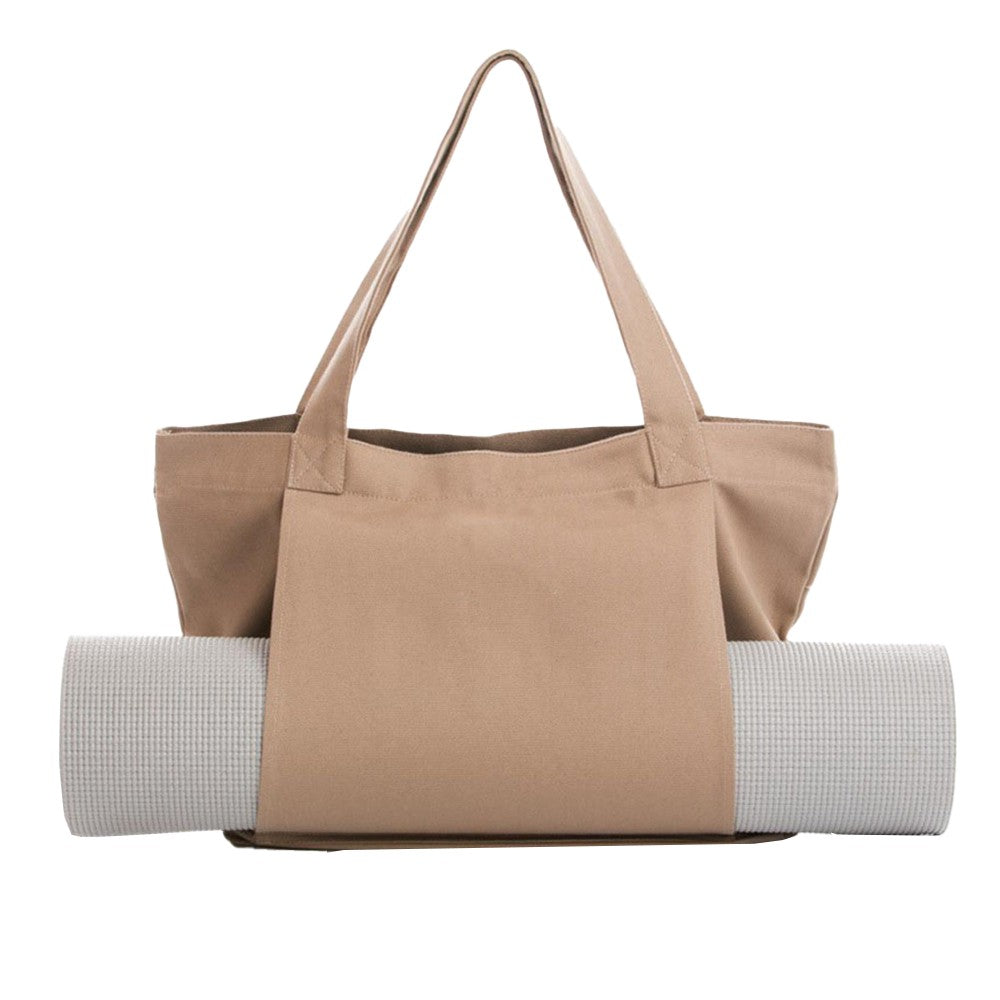 Pilates Yoga Bag Oxford Cloth Tote Bag with Yoga Mat Carrier Pocket - Apricot