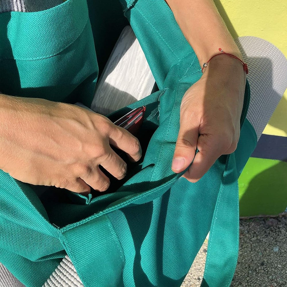 Pilates Yoga Bag Oxford Cloth Tote Bag with Yoga Mat Carrier Pocket - Green