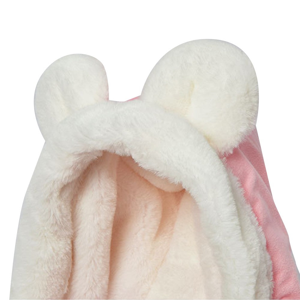 Plush Pet Carrier Backpack Pet Warm Bag with Hand Warmer Pocket - Pink - M