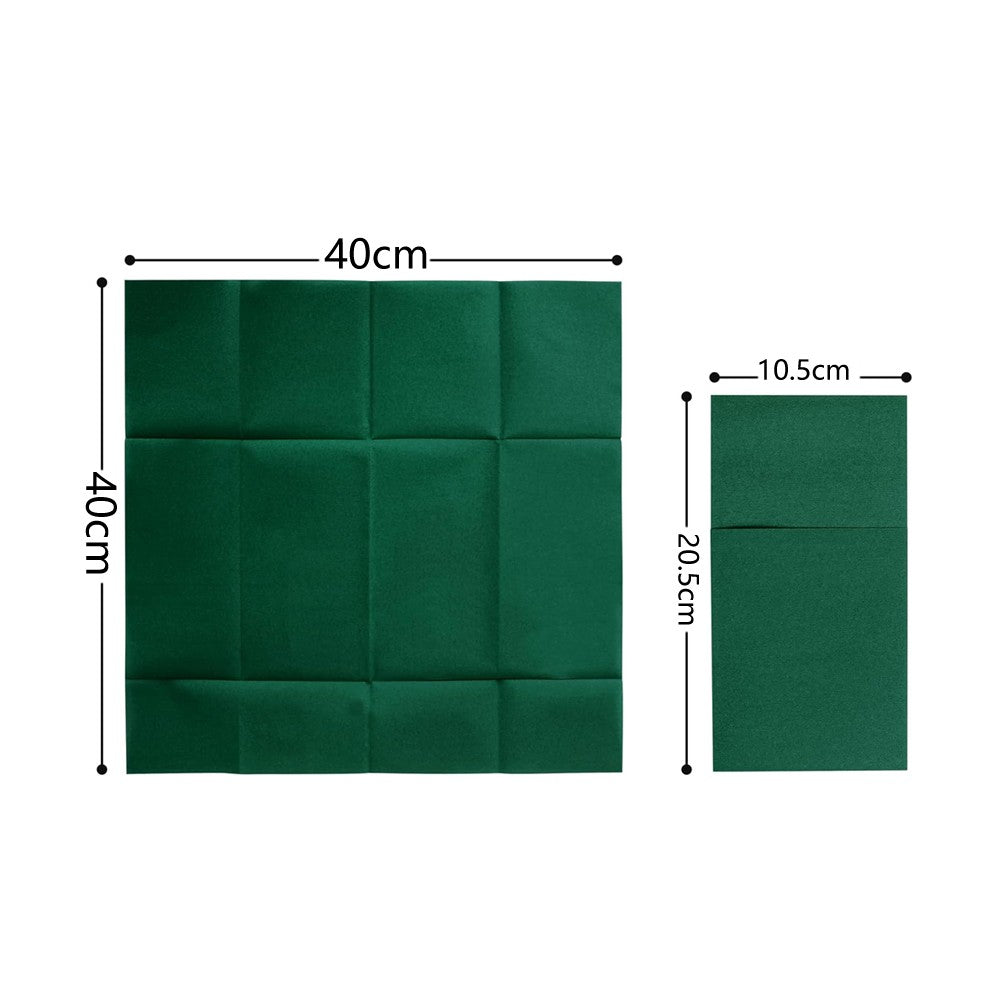 50 Pieces Prefolded Disposable Paper Napkins with Flatware Pocket - Green