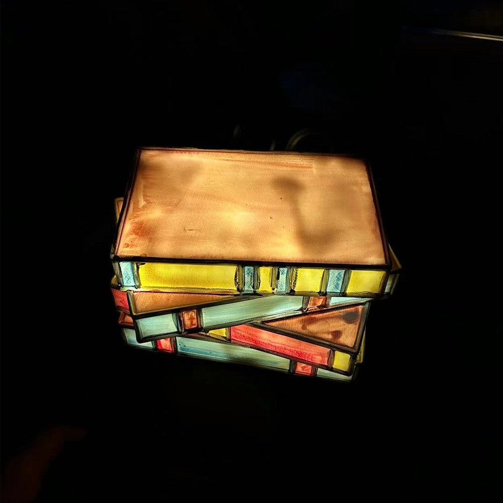 Stained Resin Stacked Books Lamp Vintage Desk Lamp