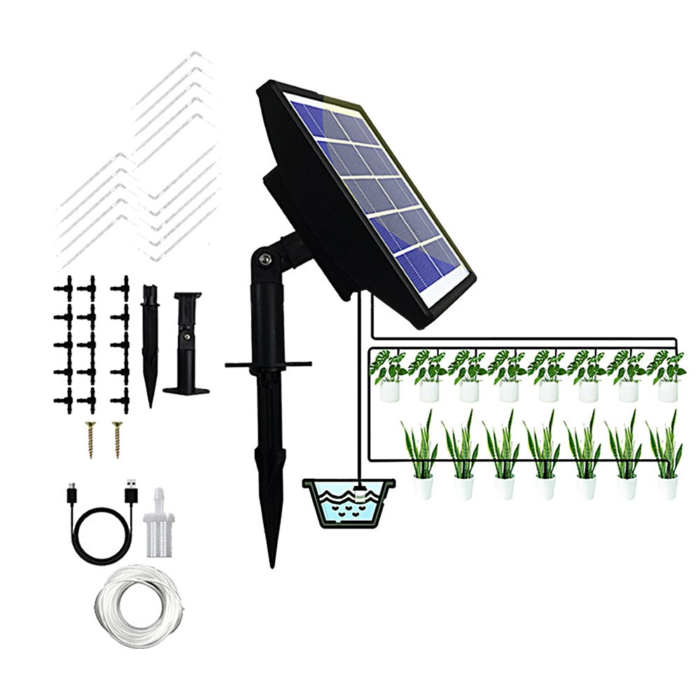 Solar Automatic Watering Drip Irrigation System Kit Supported 15 Pots Plants