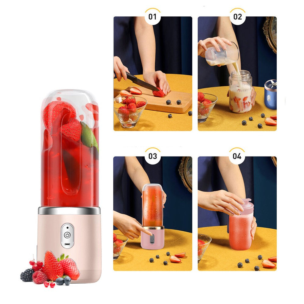 Portable Electric Juice Maker Blender Smoothie Juicer with Juice Cup - Pink