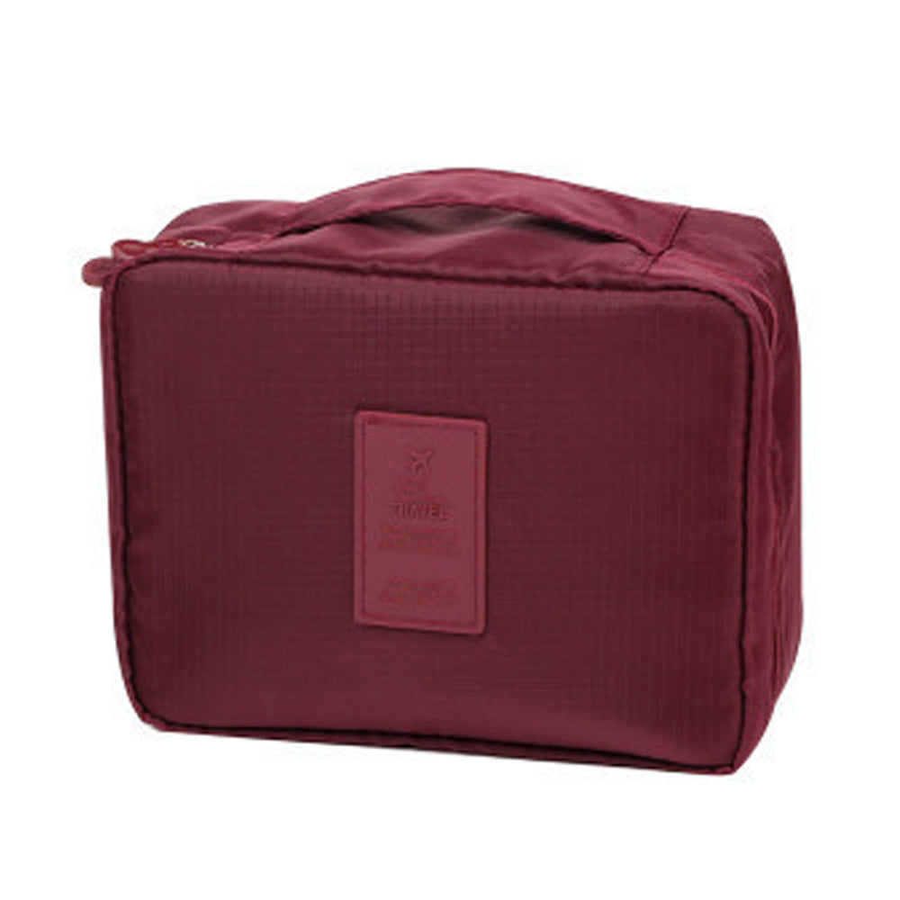 Travel Toiletry Bag with Makeup Brush Organizer Pouch Cosmetic Storage Makeup Bag Sky Blue Wine Red