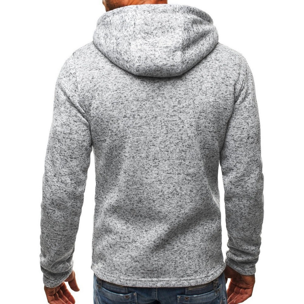 Mens Full Zip Hooded Fleece Long Sleeve Two Front Pockets Sports Sweatshirt