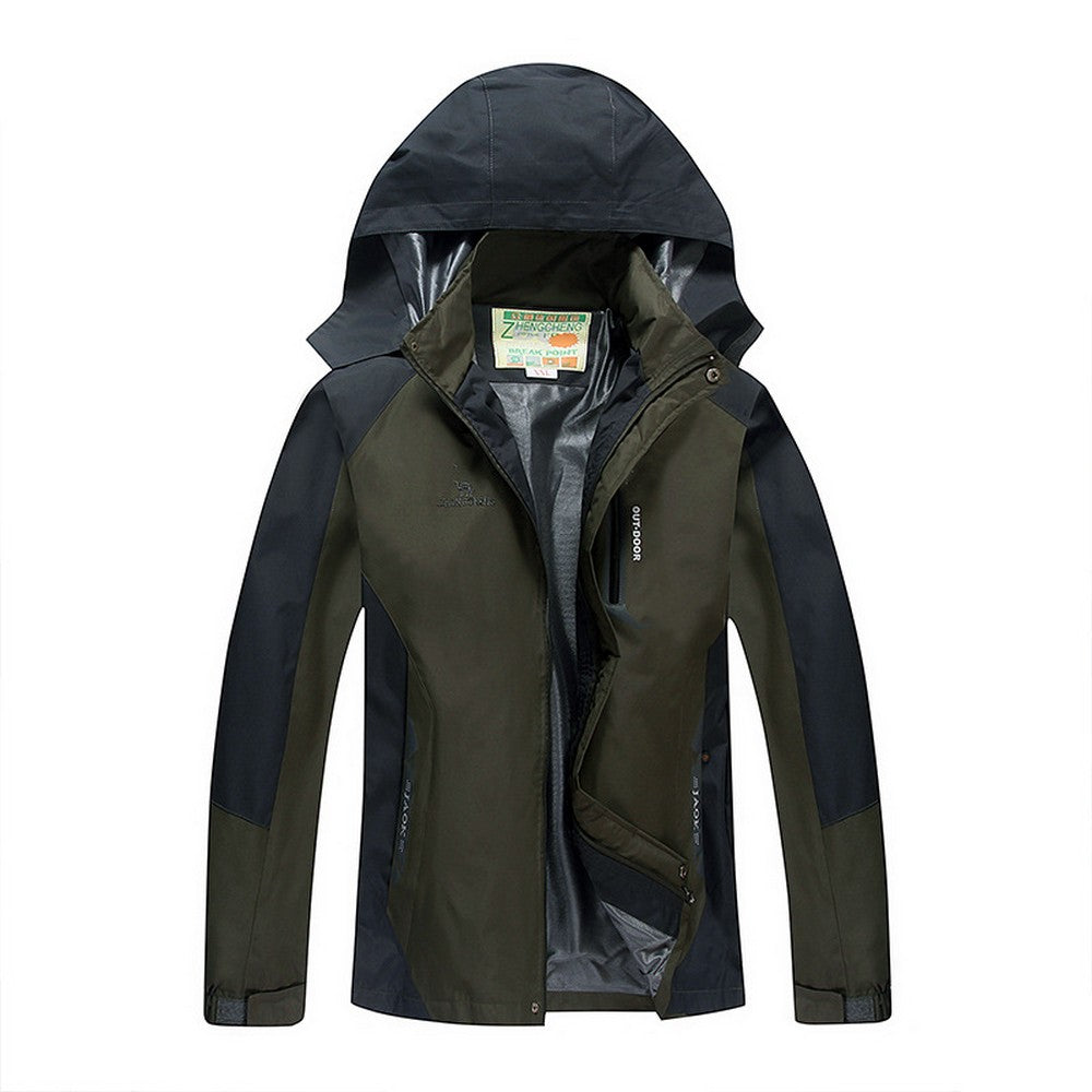 Outdoor Waterproof Winterproof Hooded Jacket for Men Grey