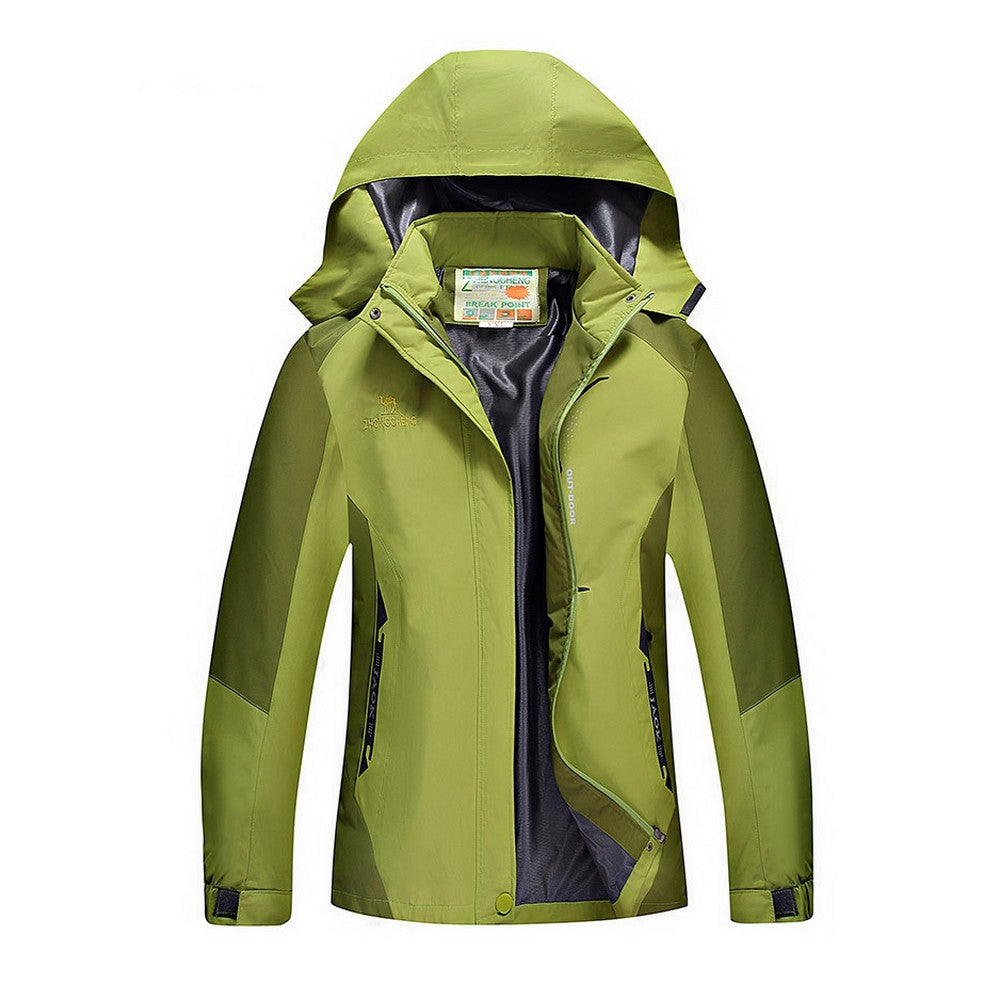 Outdoor Waterproof Winterproof Hooded Jacket for Women Green