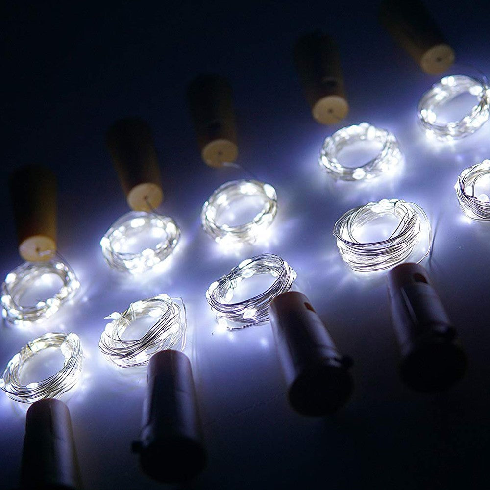 2 Pack Funky Bottle Stopper String Lights White
