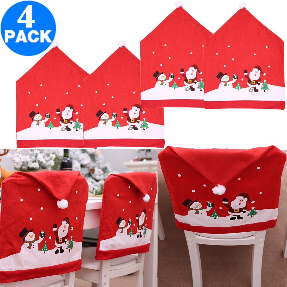 4 X Christmas Red Hat Chair Covers