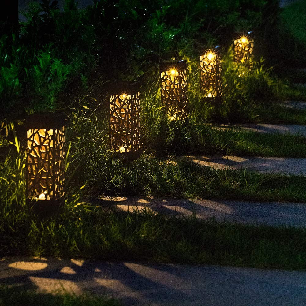 8 Pcs Solar Powered LED Garden Lights Warm White