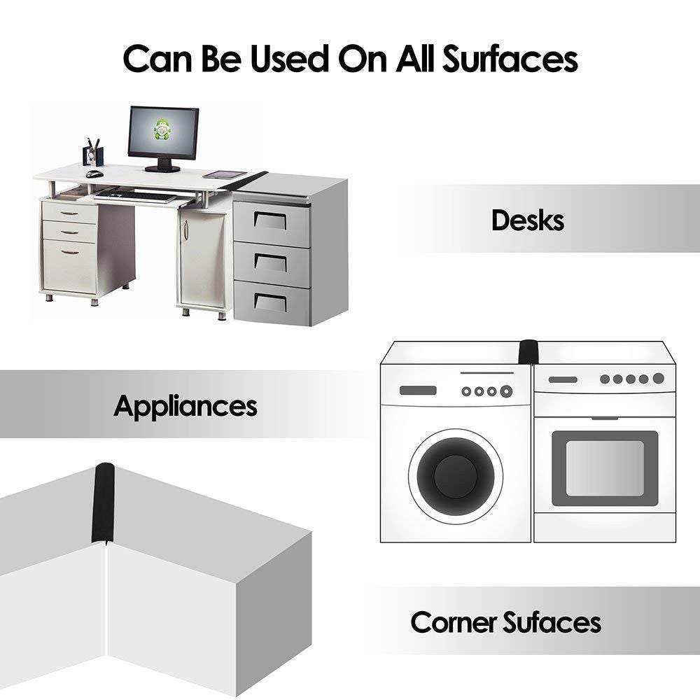 4 Pack Silicone Kitchen Stove Counter Gap Cover Black