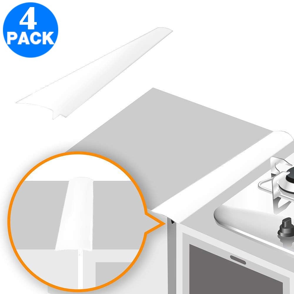 4 Pack Silicone Kitchen Stove Counter Gap Cover White