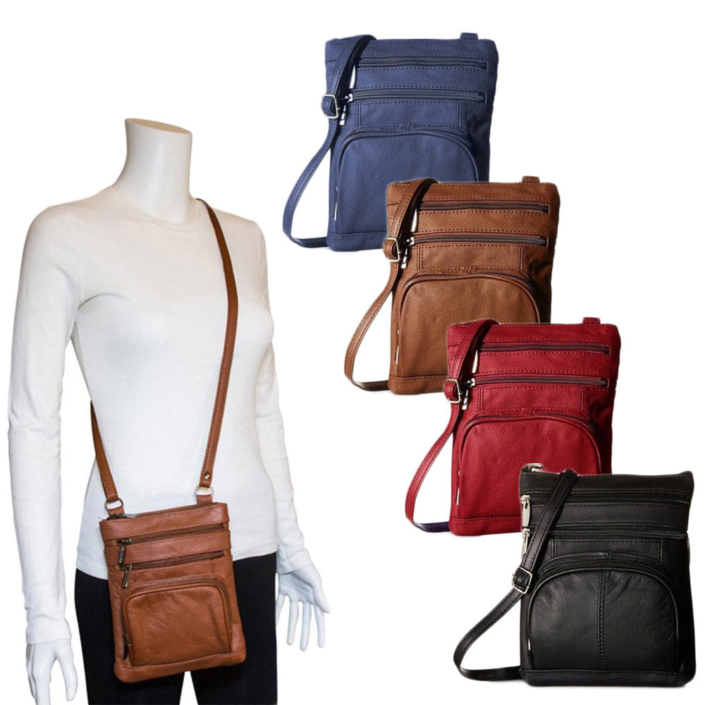 Women Genuine Leather Crossbody Little Purse-Red