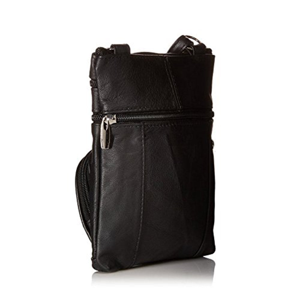 Women Genuine Leather Crossbody Little Purse-Black